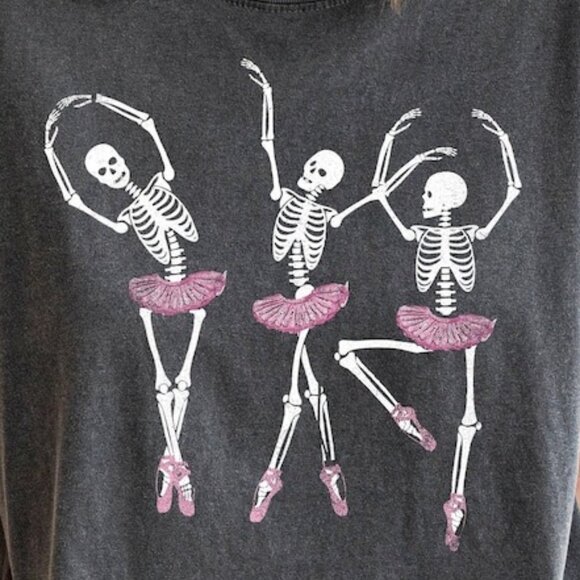 Ballerina Skeletons Shirt,Ghost Shirt,Halloween Skeleton Shirt - Picture 3 of 3